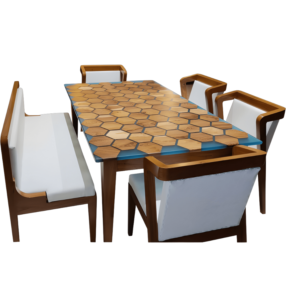 Epoxy Dining Table With Chair 1